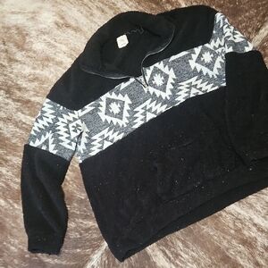 Black Aztec 3/4 Zip Sweater